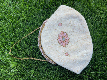 White &Pink Antique Beaded Purse